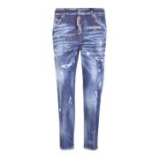 Blauwe Distressed Cropped Jeans Dsquared2 , Blue , Dames