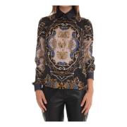 Blouse met tegelprint en knoopsluiting Liu Jo , Black , Dames