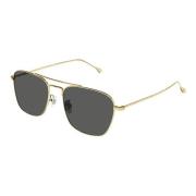 Gouden Montuur Grijze Lens Zonnebril Gucci , Yellow , Unisex