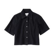 Zwarte denim blouse - relaxed fit Closed , Black , Dames