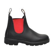 Zwarte leren Beatles met rode elastiek Blundstone , Black , Dames