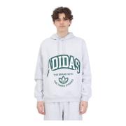 Grijze Hoodie met Logo Print voor Heren Adidas Originals , Gray , Here...