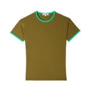 Donkerblauw Stretch T-Shirt met Contrastranden Sunnei , Green , Heren