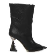 Zwarte Leren Enkellaarzen Alchimia , Black , Dames