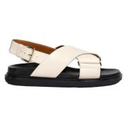 Iconische leren sandalen met kruisband Marni , White , Dames