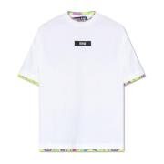T-shirt met logo patch Versace Jeans Couture , White , Heren
