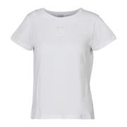 Geborduurd Logo Jersey T-shirt Pinko , White , Dames