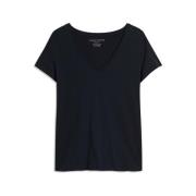 Navy Blauw V-Hals T-Shirt Majestic Filatures , Blue , Dames