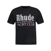 Zwart Katoenen Vlag T-Shirt Rhude , Black , Heren