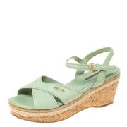 Pre-owned Leather sandals Prada Vintage , Green , Dames