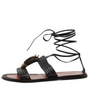 Pre-owned Leather sandals Valentino Vintage , Black , Dames