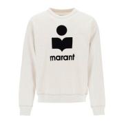 Flocked Logo Crew-neck Sweatshirt Isabel Marant , White , Heren