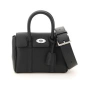 Bayswater Mini tas van grained leer Mulberry , Black , Dames