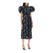 Bloemige Polka Dot Midi Jurk met Ballonmouwen Rotate Birger Christense...