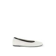 Satijnen Ballet Flats met Elastische Rand Loulou Studio , White , Dame...