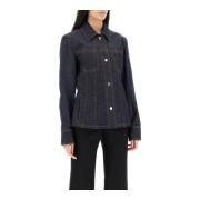 Denimjack met contraststiksels Salvatore Ferragamo , Blue , Dames