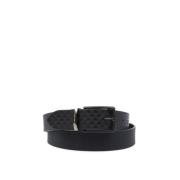 Blauwe Omkeerbare Leren Riem met Adelaar Logo Emporio Armani , Blue , ...