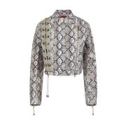 Bikerjack met slangenprint Iceberg , Beige , Dames