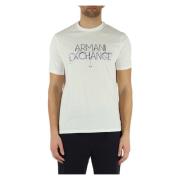Regular Fit Katoenen T-shirt met Verhoogd Logo Armani Exchange , White...