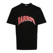 Zwarte katoenen T-shirt met logo print Barrow , Black , Heren