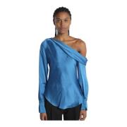 Turquoise Shirt met Één Schouder Simkhai , Blue , Dames