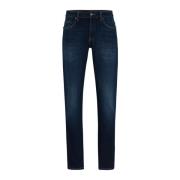 Luxe Blauwe Denim Straight Leg Jeans Hugo Boss , Blue , Heren