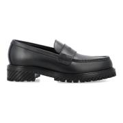 Zwarte militaire loafers met diagonale rubberen zool Off White , Black...