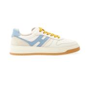 Witte en Blauwe Leren Basketbalsneakers Hogan , White , Heren