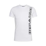 Katoenen T-shirt met Verticale Contrast Lettering Emporio Armani , Whi...