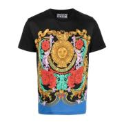 Sun Flower Garland Korte Mouw T-shirt Versace Jeans Couture , Multicol...