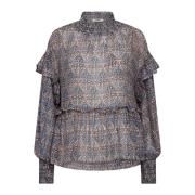 Indiacc Frill Blouse Navy Co'Couture , Multicolor , Dames