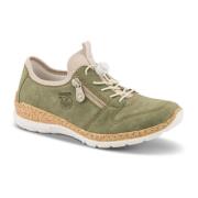 Groene imitatieleren schoenen met rits en elastische veters Rieker , G...