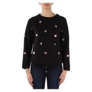 Katoenen sweatshirt met versierde stenen Emporio Armani , Black , Dame...
