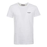 Klassieke Fit Flock T-Shirt Balmain , White , Heren