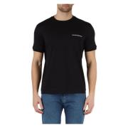 Katoenen T-shirt met Voorlogo Borduursel Emporio Armani , Black , Here...