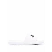 Witte Slide Sandalen met Contrasterend Logo Alexander McQueen , White ...