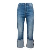 Rechte Jeans met Omgeslagen Zoom Alessia Santi , Blue , Dames