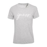 Signature Logo T-Shirt - Grijs Stretch Guess , Gray , Dames