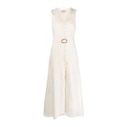 Mouwloze Lange Jurk Met Riem Twinset , Beige , Dames