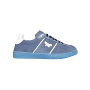 Blauwe Leren Sneaker met Logo Max Mara Weekend , Blue , Dames