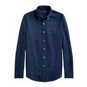 Slim Fit Linnen Overhemd Polo Ralph Lauren , Blue , Heren