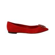 Rode Slip-On Flats met Kristallen Dolce & Gabbana , Red , Dames
