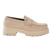 Obsidian Cream Leather Loafers Alohas , Beige , Dames