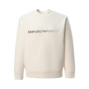 Witte Sweater met Geborduurd Logo Emporio Armani , White , Heren