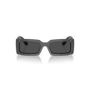 Geometric Rectangular Sunglasses in Black Acetate Dolce & Gabbana , Bl...