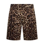 Katoenen Shorts met Luipaardprint Dolce & Gabbana , Brown , Heren
