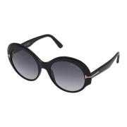 Ginger Sunglasses - Shiny Black/Grey Shaded Tom Ford , Black , Dames