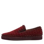 Pre-owned Suede sneakers Christian Louboutin Pre-owned , Red , Dames
