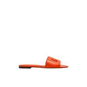 Bianca leren muilen Dolce & Gabbana , Orange , Dames