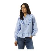 Eliana Blouse met Ruchedetails IN Front , Blue , Dames